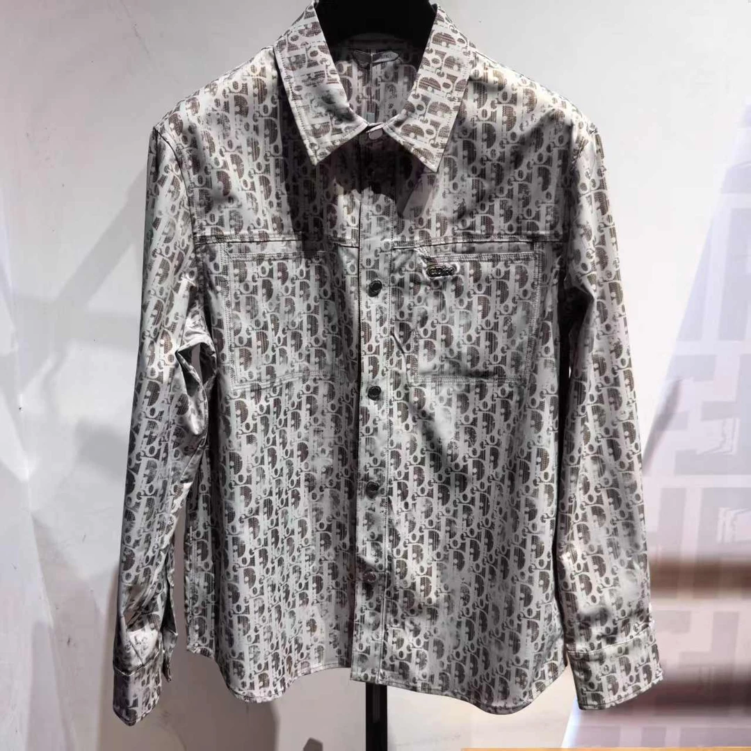 C.Dioc25春夏男士老花满印休闲时尚百搭衬衫薄外套