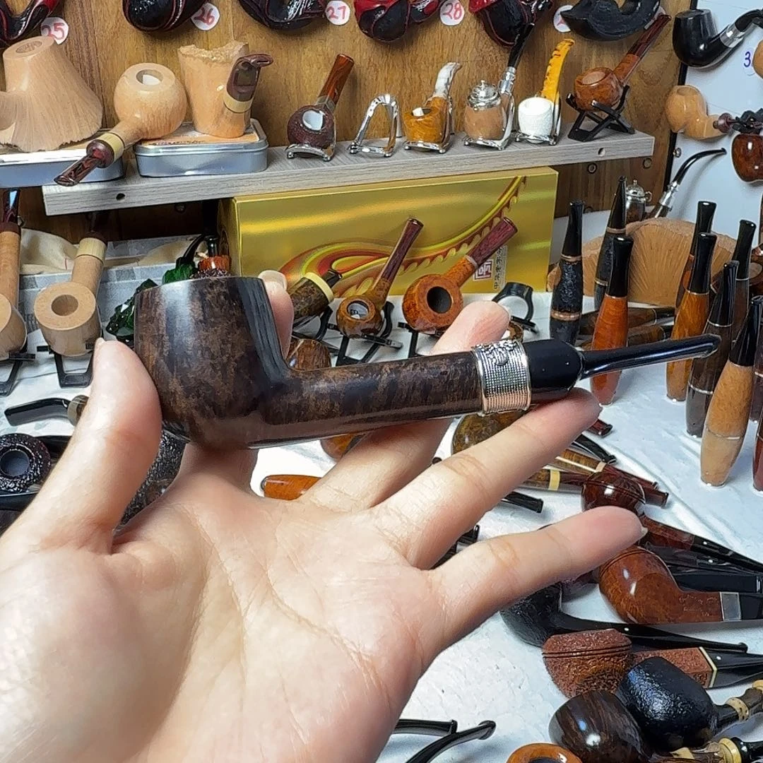 小***桐石楠木烟斗直杆撞球