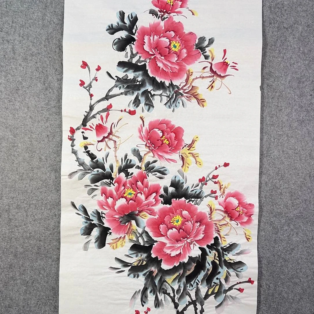 国画528 牡丹之花之叶的颜色