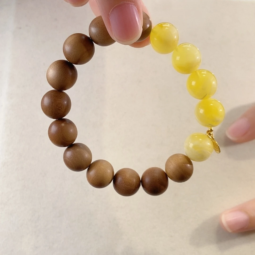 手链蜜蜡18K金镶嵌