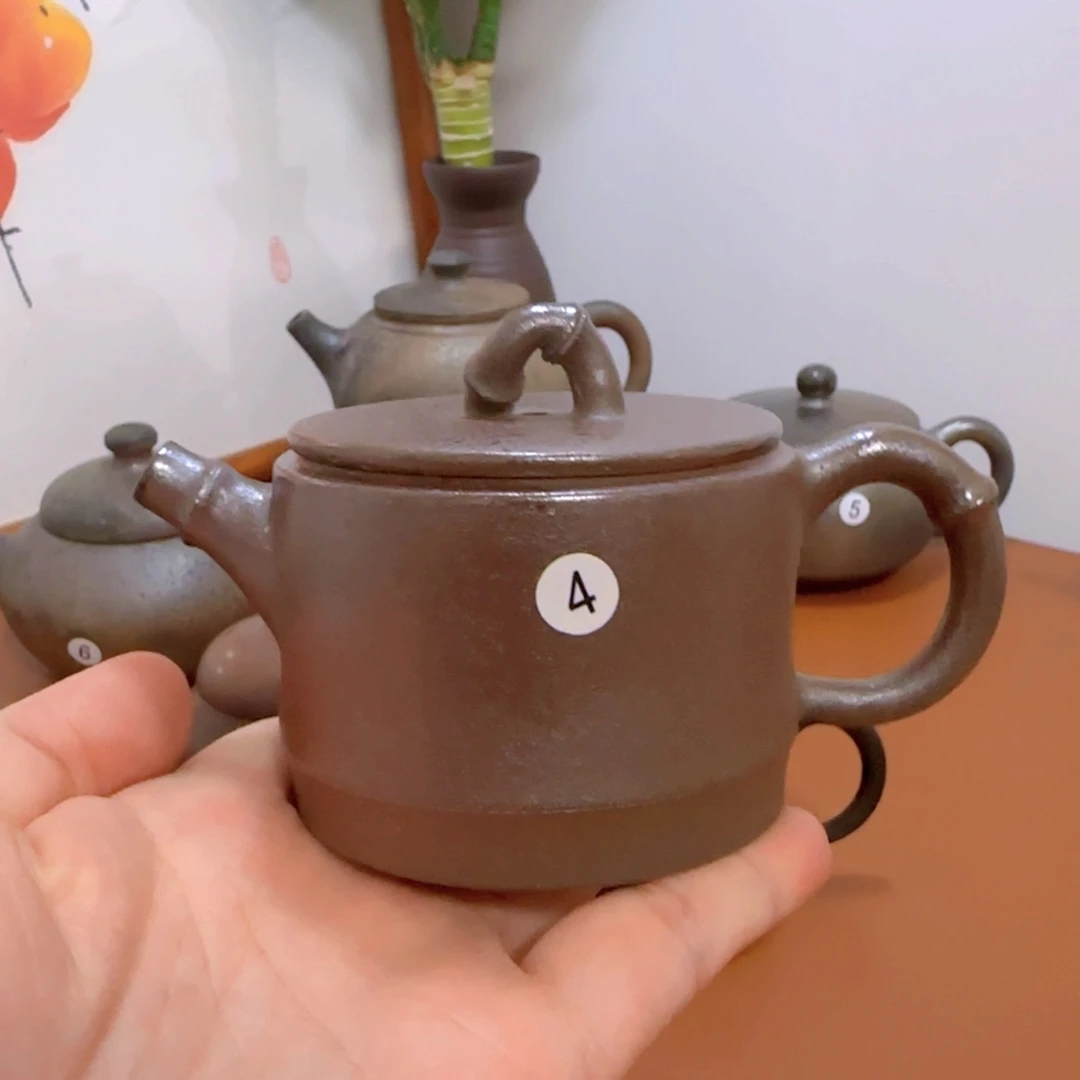 微瑕福利竹节壶手工柴烧南宁红陶