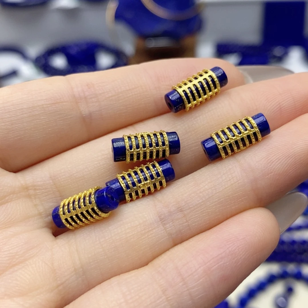 青金石银S925镀金镶嵌颈饰