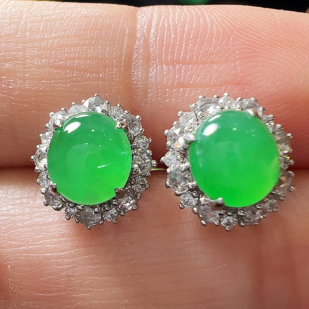 翡翠18K金镶嵌耳饰