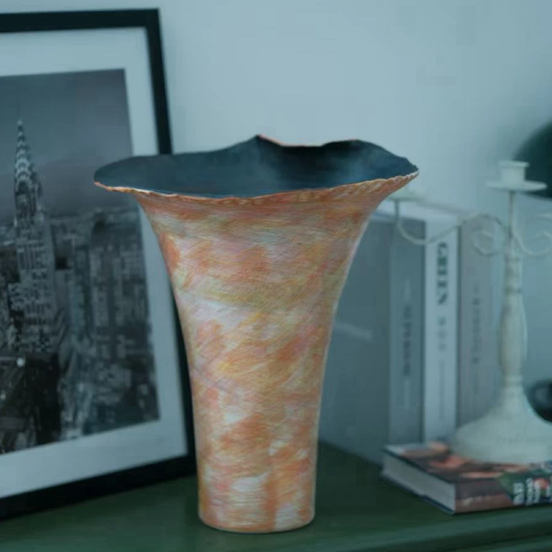 陶瓷花盆水培 个性创意客厅玄关装饰摆件复古侘寂风花器花瓶