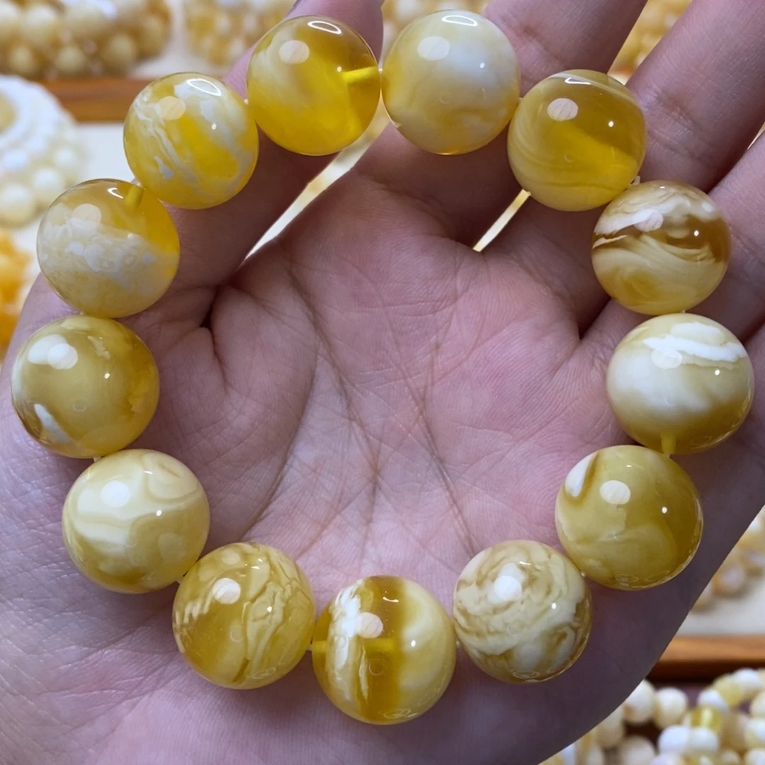 未镶嵌琥珀手链18m金白妖花