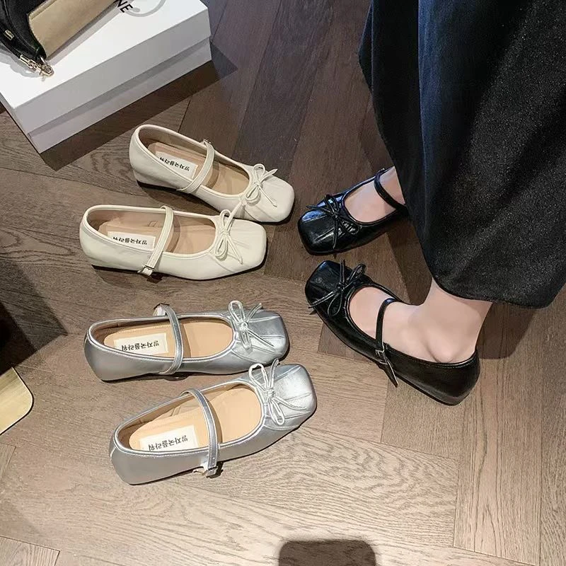 法式内增高5CM玛丽浅口珍鞋2025新款春季单鞋百搭复古防滑蝴蝶结