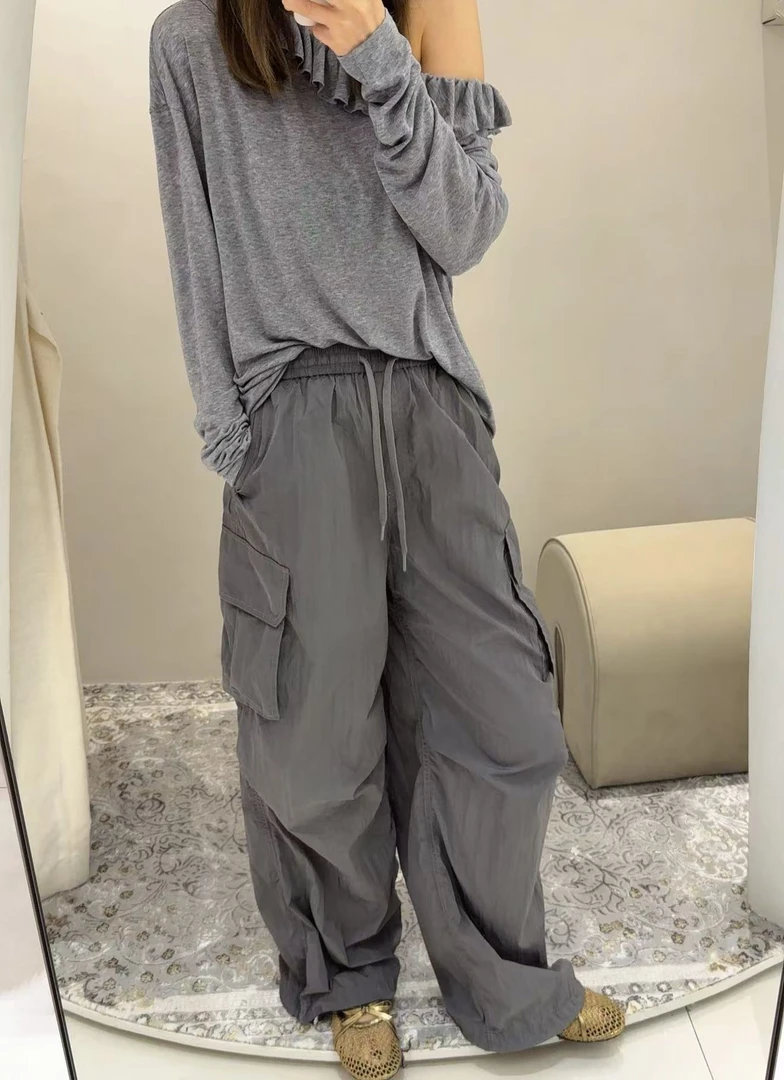 OITMMTIO设计师品牌2025夏季新款百搭灰色夏日防晒超轻工装裤