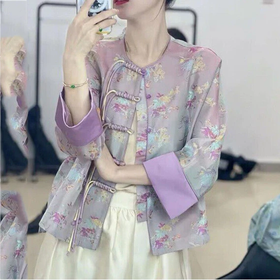 2025新中式女装唐装中国风早秋穿搭时尚白色连衣裙套装初秋季新款