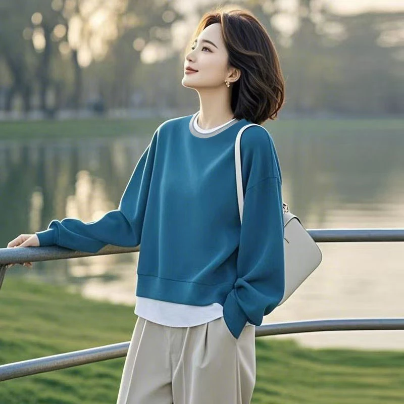 2025早春新款小个子设计感百搭高级小众不撞款套头圆领卫衣外套女