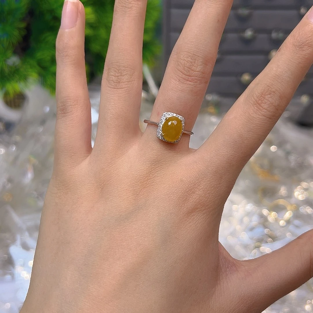 翡翠戒指银S925镶嵌翡翠