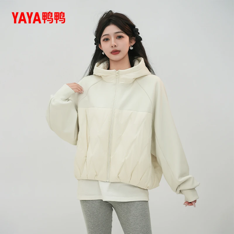 YAYA/鸭鸭羽绒服女短款秋冬季时尚韩版菱格百搭外套YY250222011A