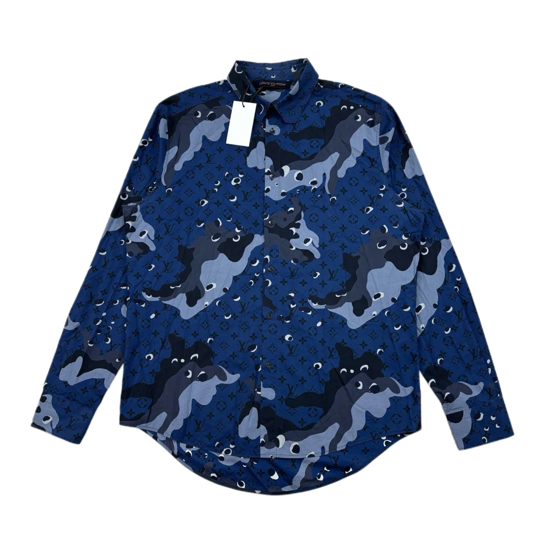 99新 LouisVuitton/路易威登 迷彩老花满印长袖衬衫/XXL码/8483