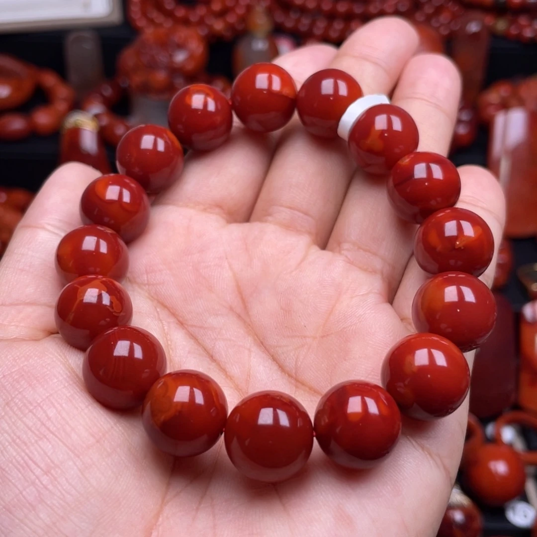 南红玛瑙珠宝奇石未镶嵌单圈13mm