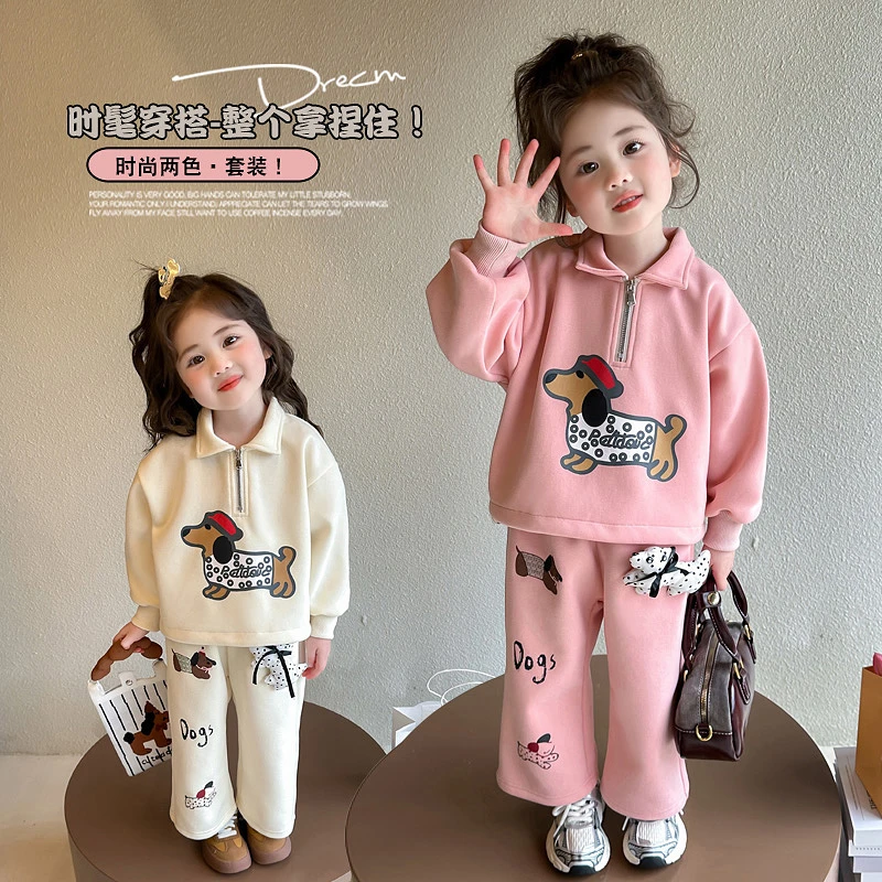 女童卡通休闲套装2025新款儿童春秋装洋气女宝宝春季时髦两件套潮