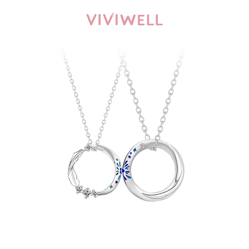 坠链均925银锆石 VIVIWELL【心动焰火】磁吸夜光莫比乌斯情侣项链
