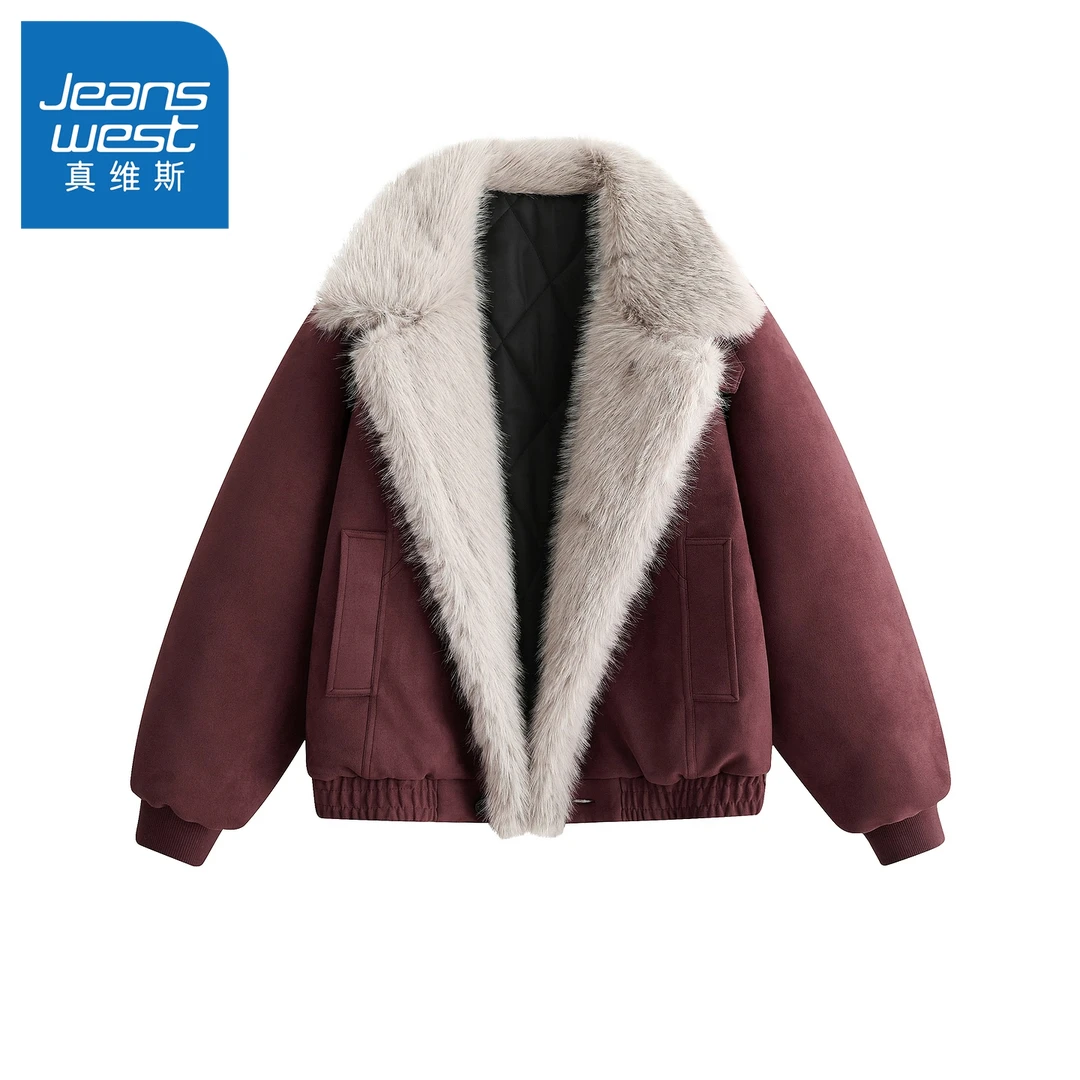 真维斯保暖座山雕短款棉衣男秋冬季毛领男士外套潮流男女同款百搭