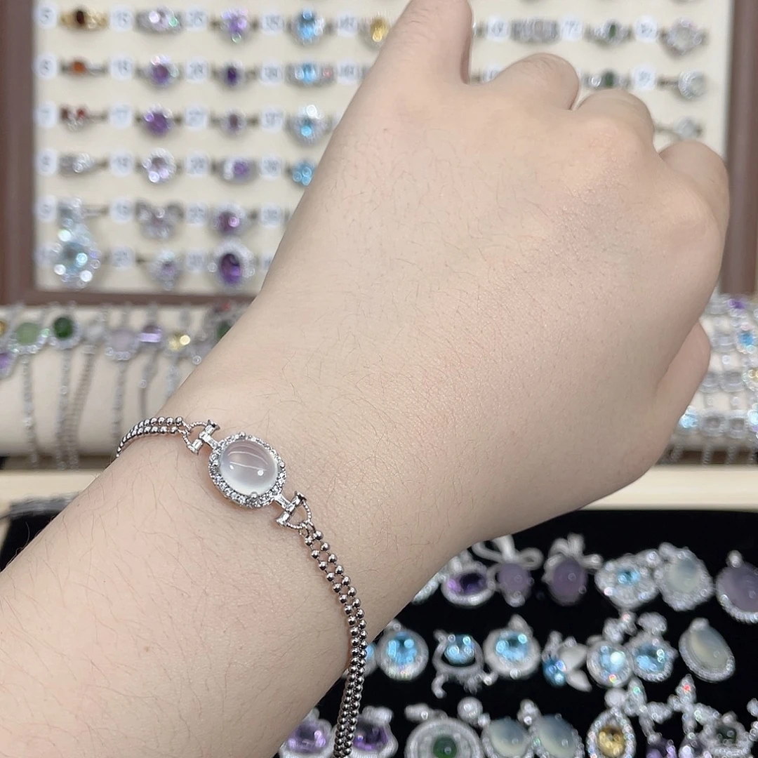 岫玉银S925镶嵌手链