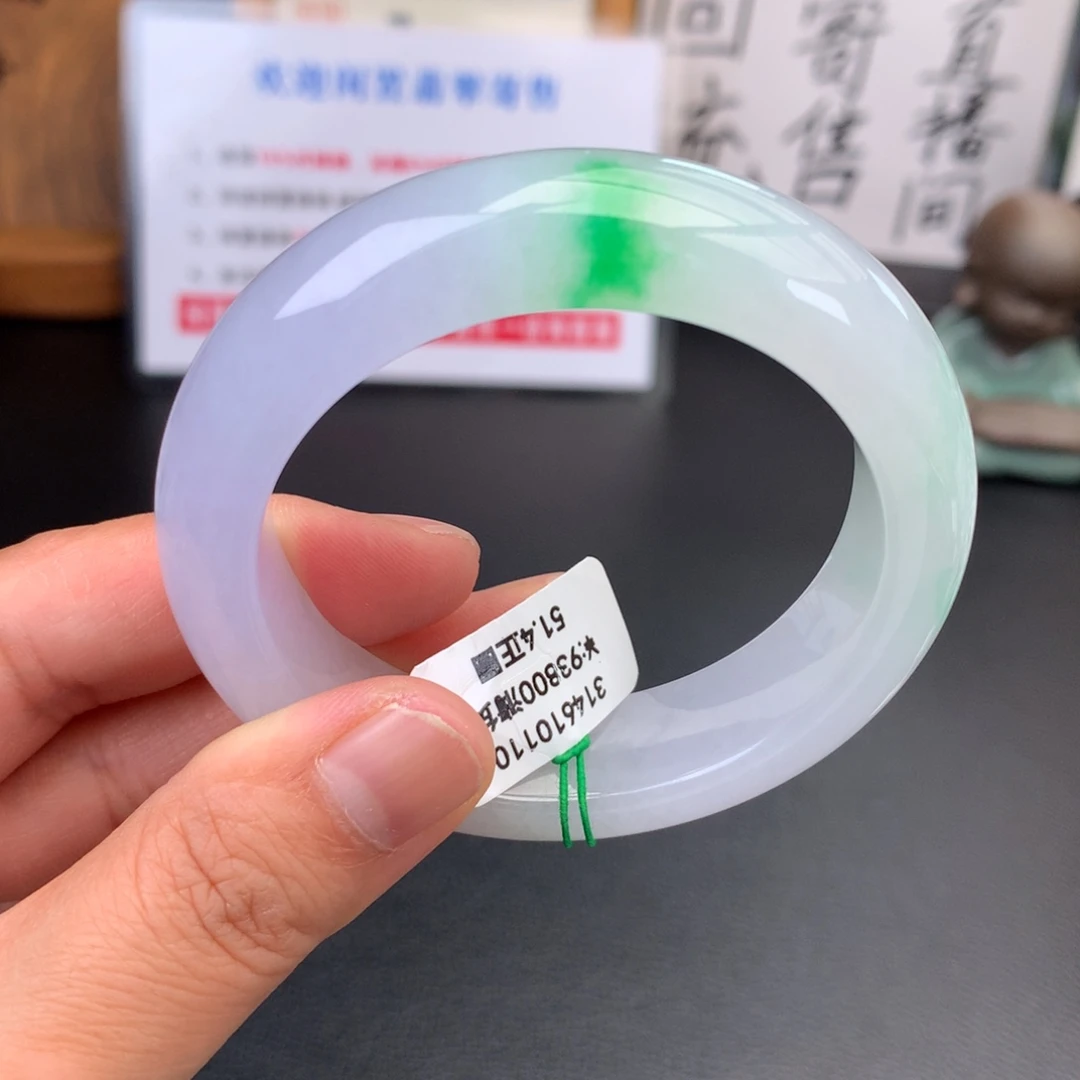 未镶嵌手镯翡翠【回流强推】冰胶春彩有纹