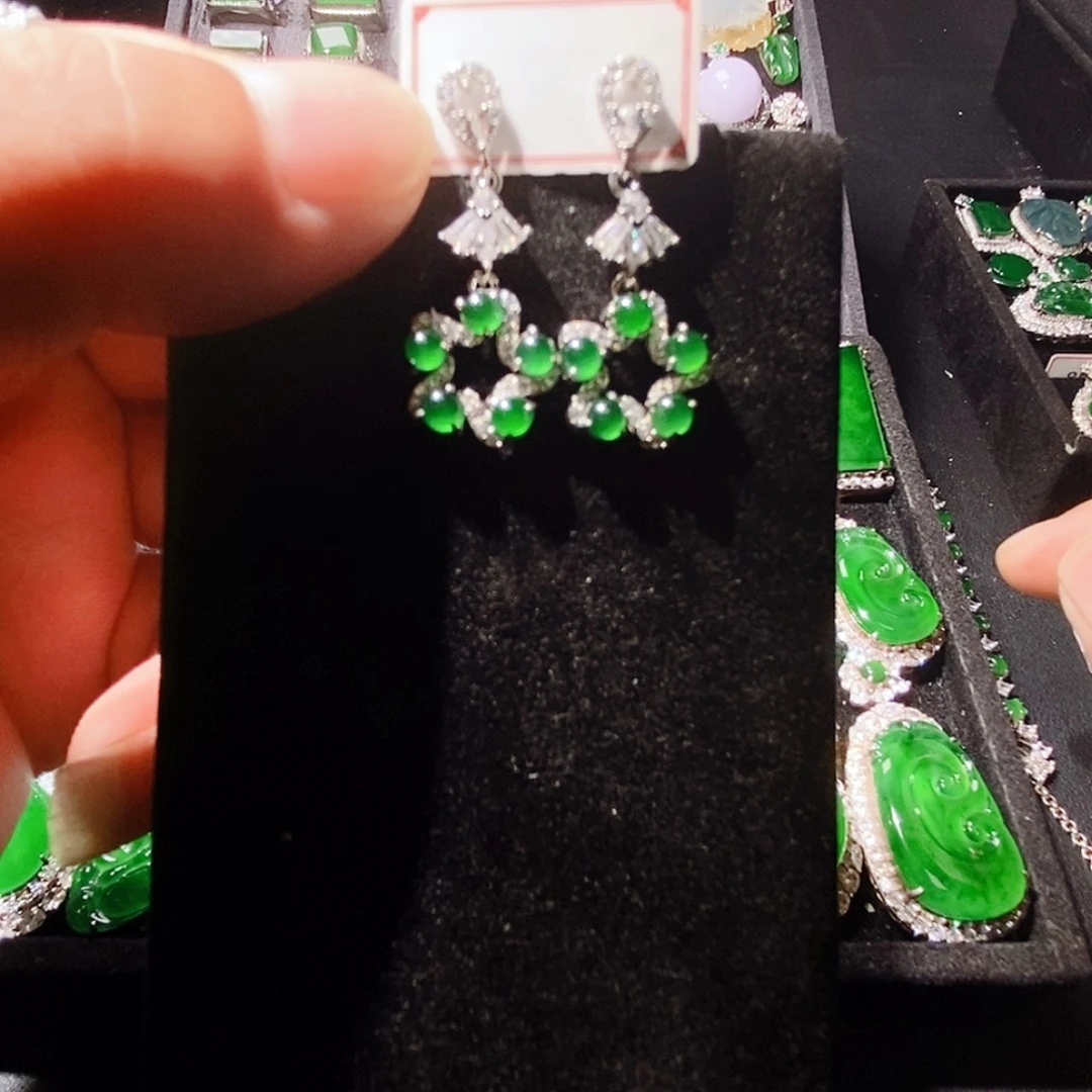 翡翠未镶嵌耳饰A货翡翠12