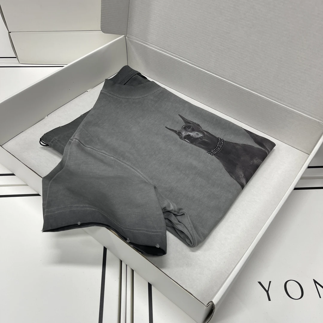 杜宾犬潮牌洗水高端重磅短袖男女同款设计款8803