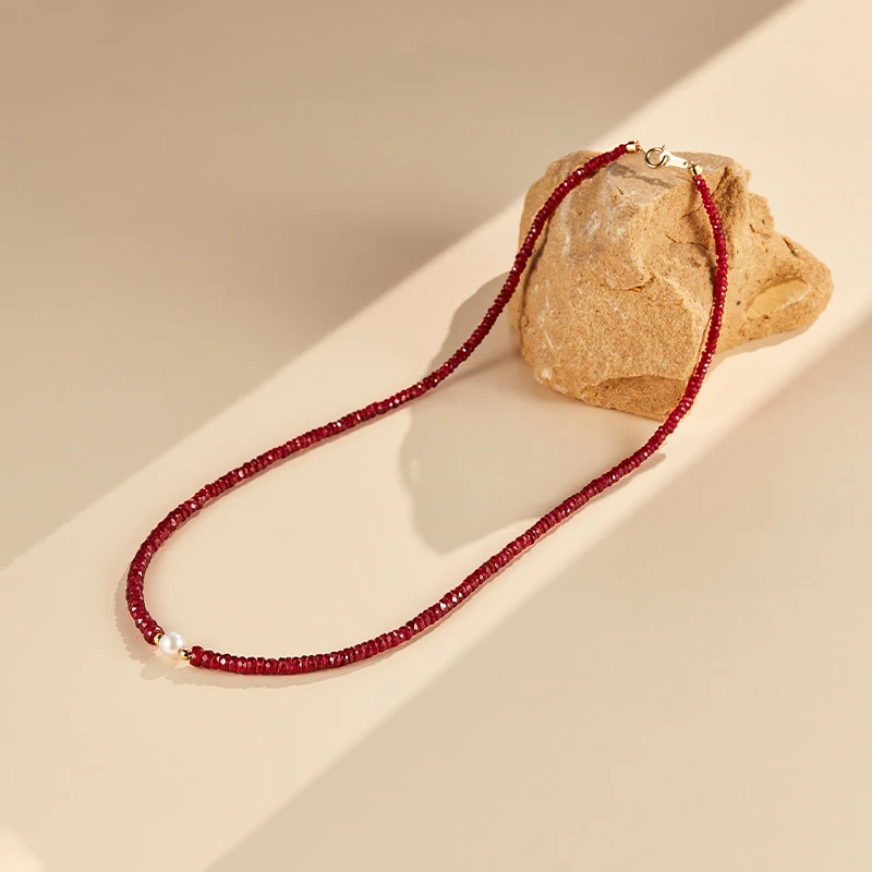ECI 红宝石（处理）【韶华】红宝石项链珍珠项链红宝石串珠轻奢珠宝