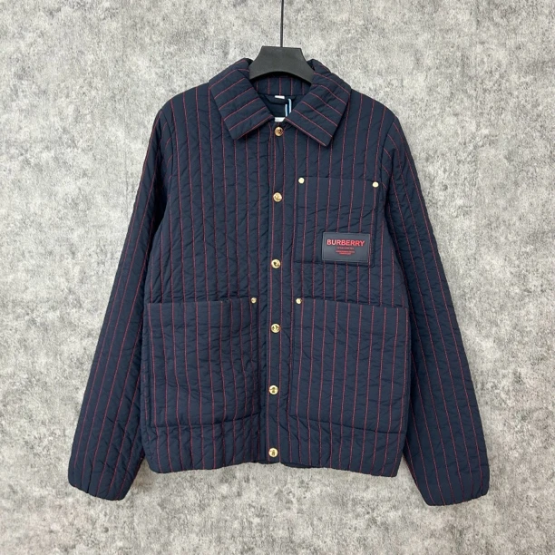 95新 BURBERRY/博柏利 蓝色条纹棉服