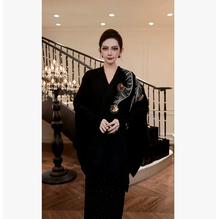 【FUNANI】  时尚轻奢高级感宽松重工原创设计感外套披肩  X2530390