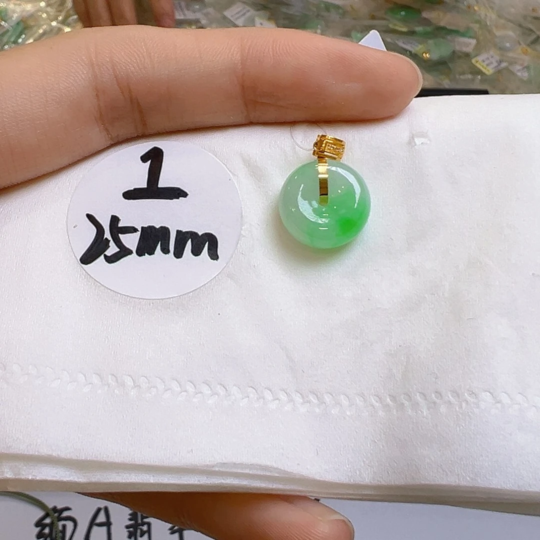 翡翠18K金镶嵌吊坠(不含链)翡翠