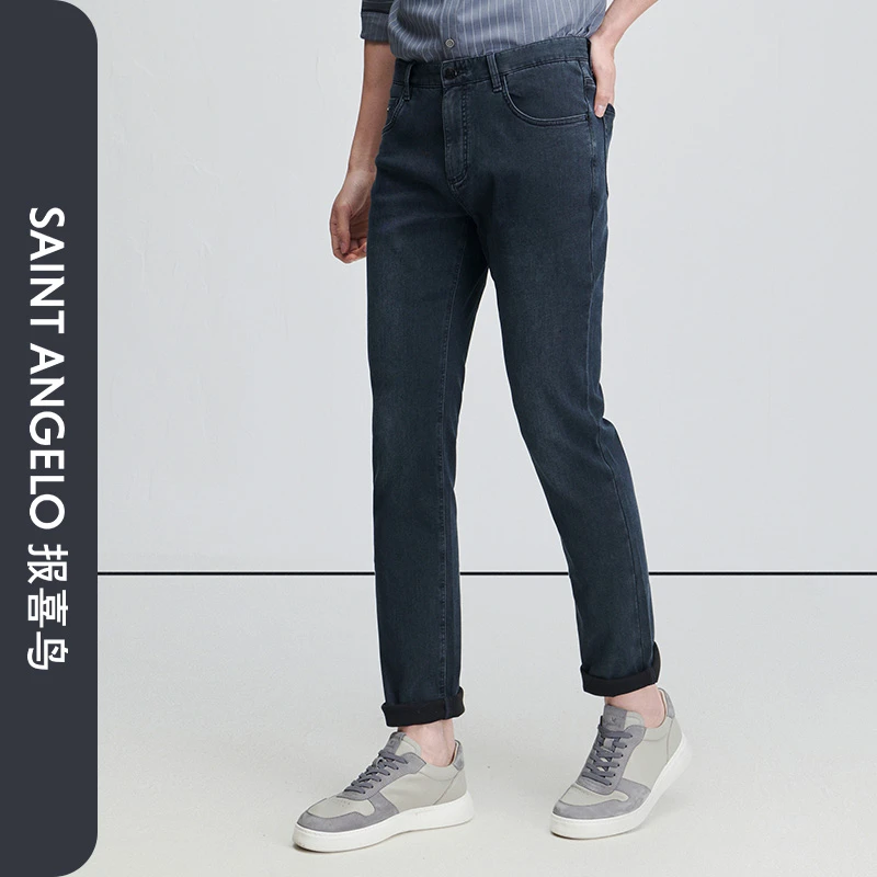 【°塑形牛仔】报喜鸟冬季新款商务休闲牛仔裤直筒时尚百搭裤子男