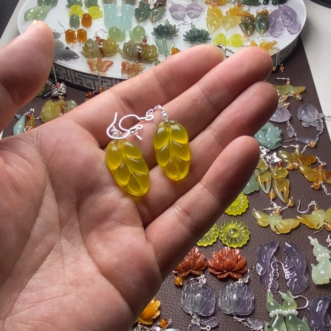 蛇纹石玉合金耳饰/颈饰