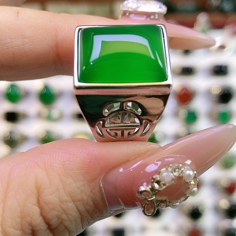 【闪购商品】银S925镶嵌戒指玛瑙/玉髓那*