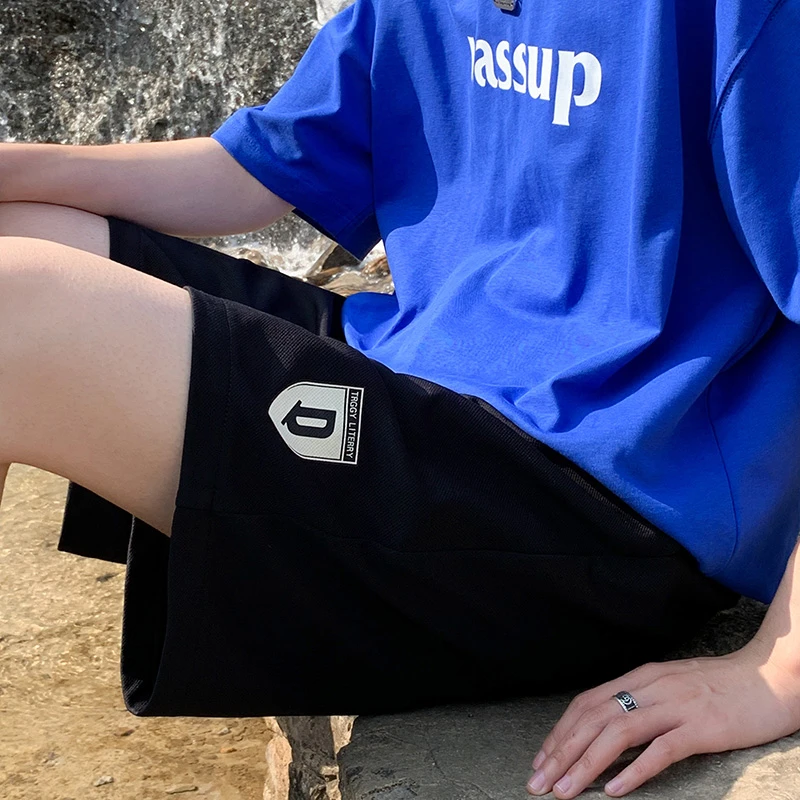 夏季潮牌休闲短裤男生美式复古宽松中裤百搭高街外穿运动五分裤子