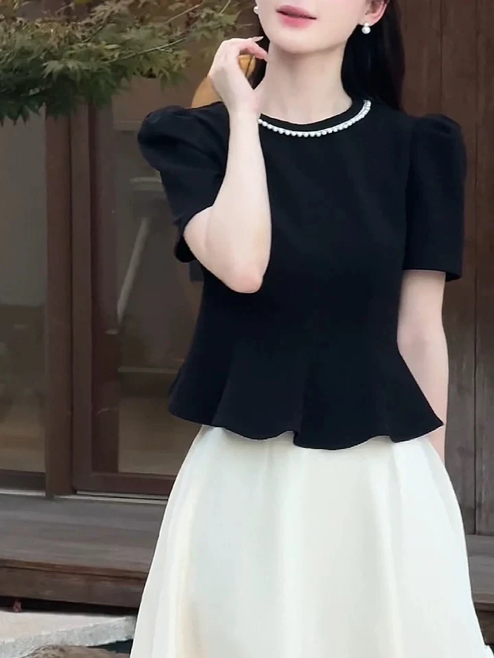 法式气质轻奢风修身上衣