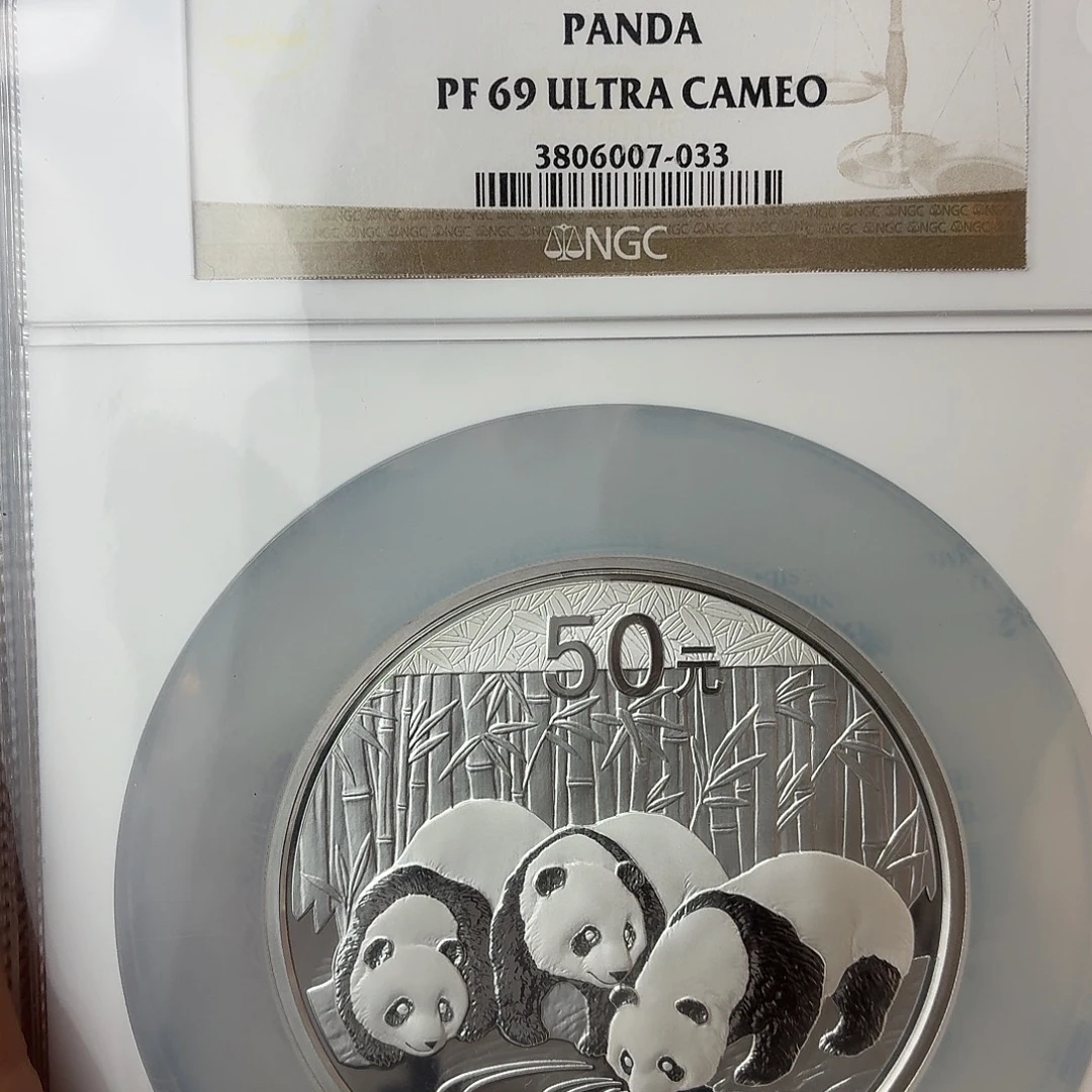纯银2013年5盎司熊猫69分