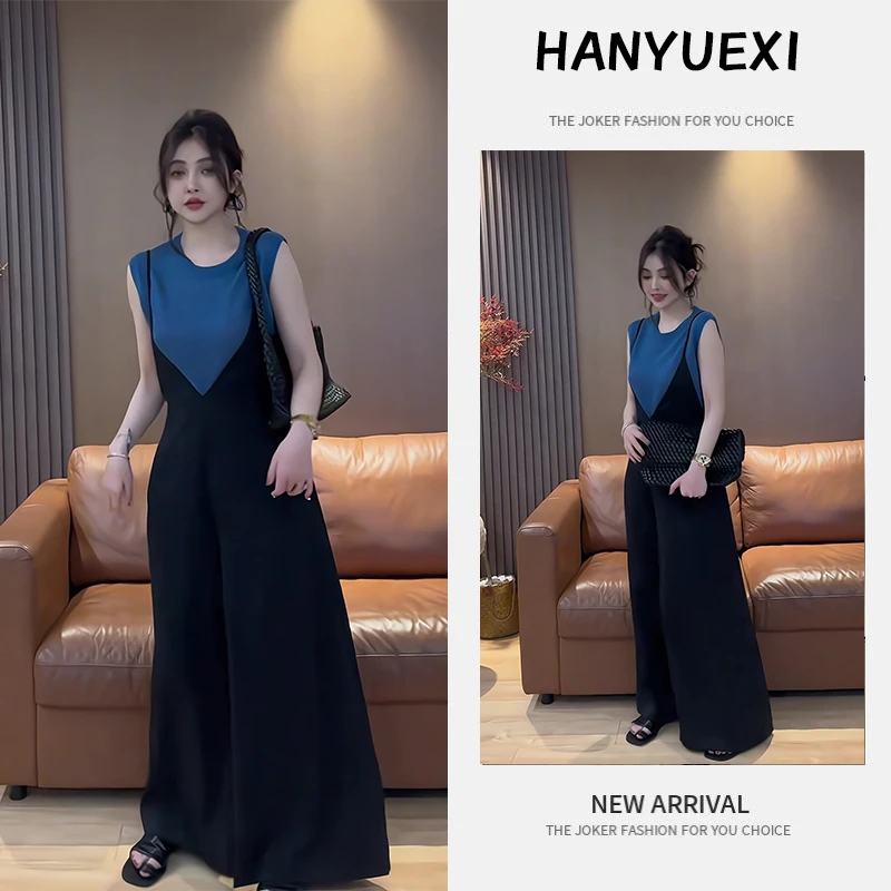 【现货】夏季一整套女装2025年新款韩版显瘦无袖上衣背带裤两件套