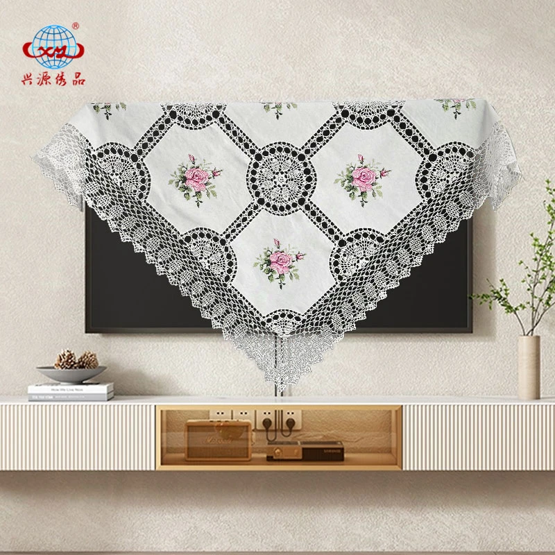 513-6【130*130cm】白色十字绣手工钩针正方形盖布