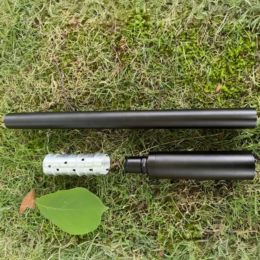 摩托车55滤清器金属消音器16一体回压长款消音大头消声器超静音