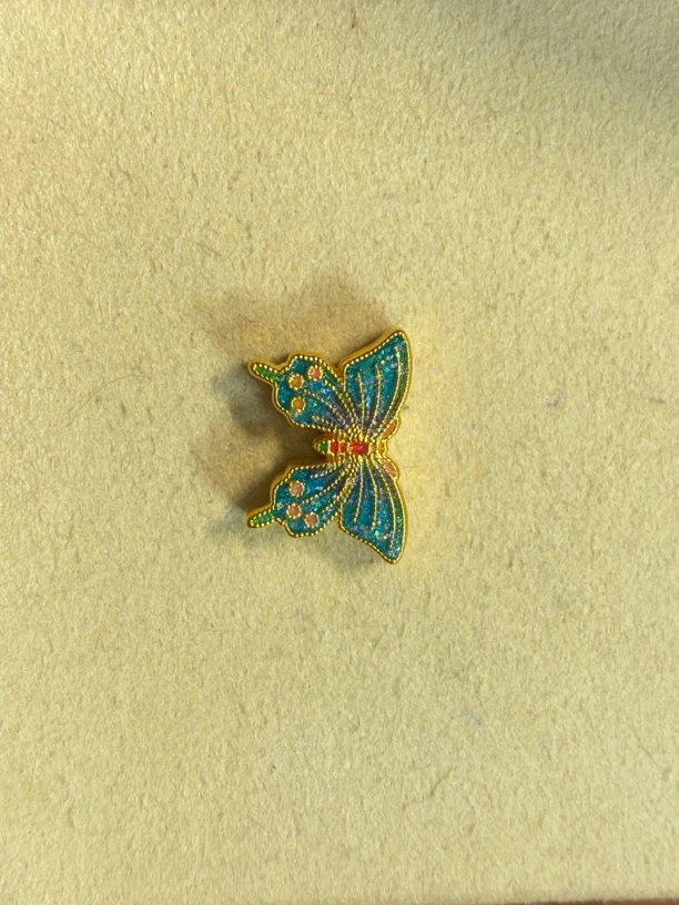 足金999烧蓝蝴蝶转运珠