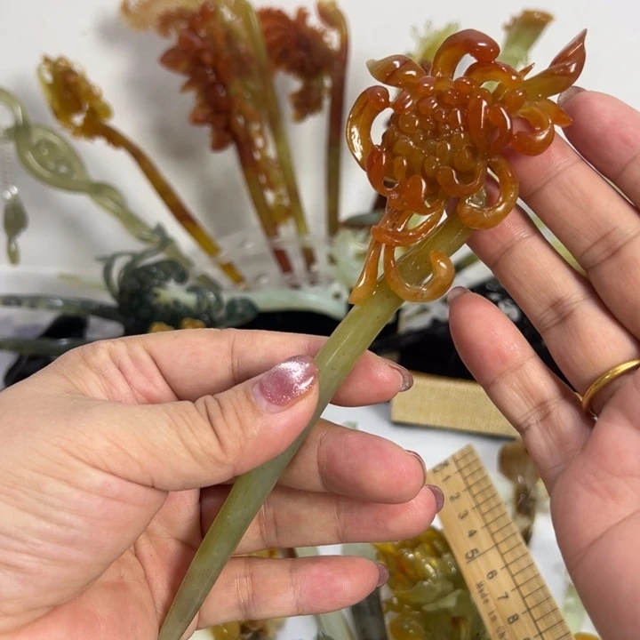 定制蛇纹石玉沉*毛货发饰