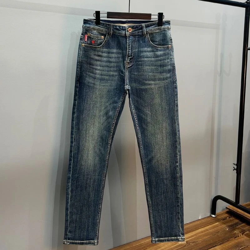 【40码牛仔裤】复古春夏免烫长裤刺绣锥形牛仔裤夏季休闲潮流