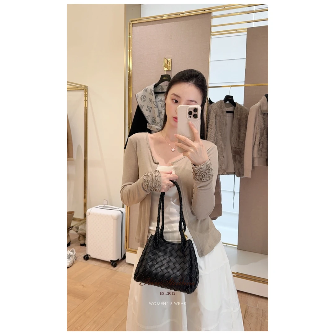 Innstudios 柔软轻肤木耳袖边小开衫
