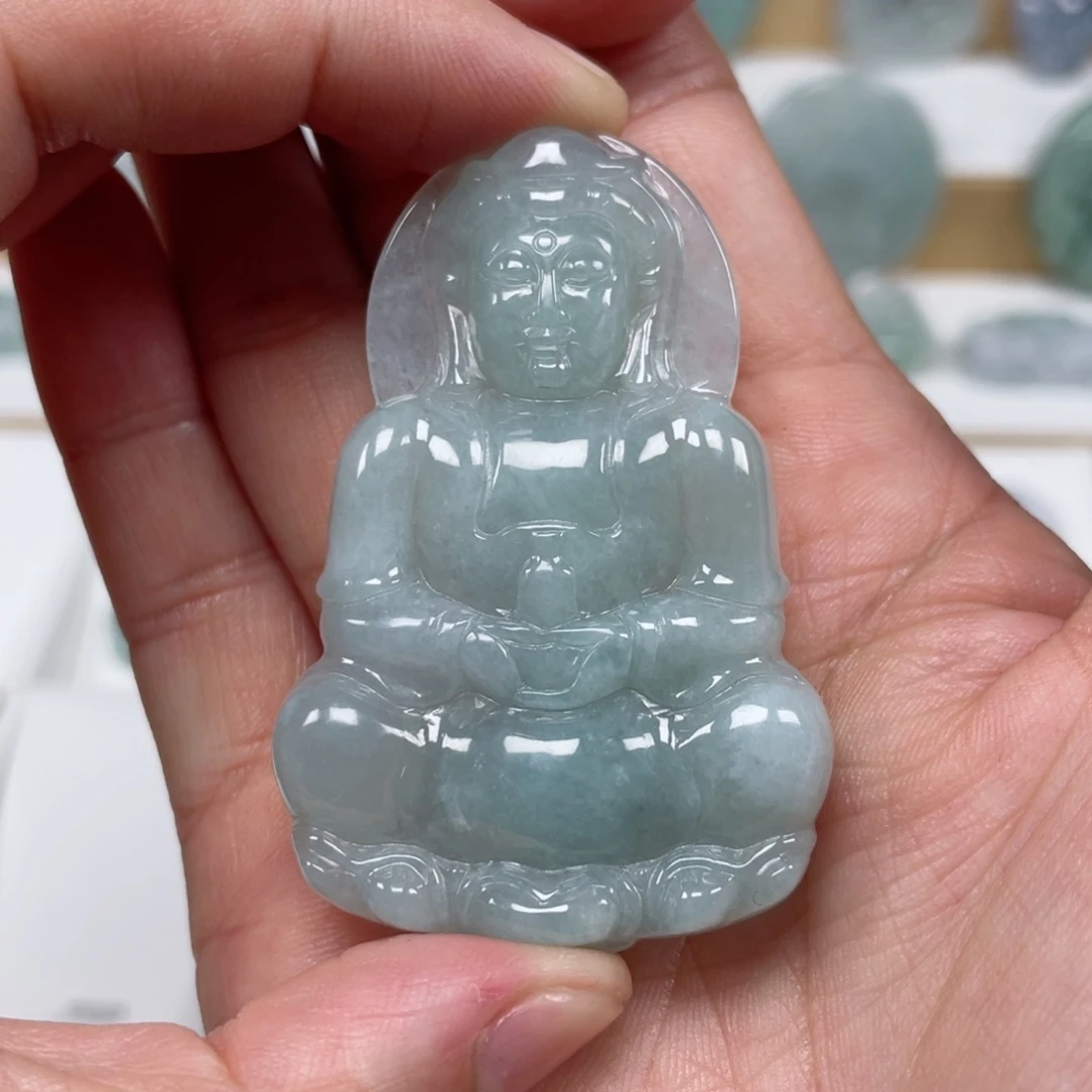 翡翠颈饰未镶嵌天然缅甸翡翠A货观音112号