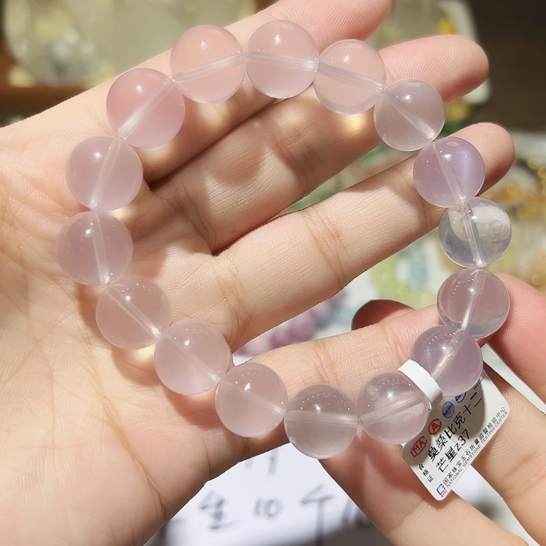 水晶手链未镶嵌十二盲星光粉水晶12毫米27号