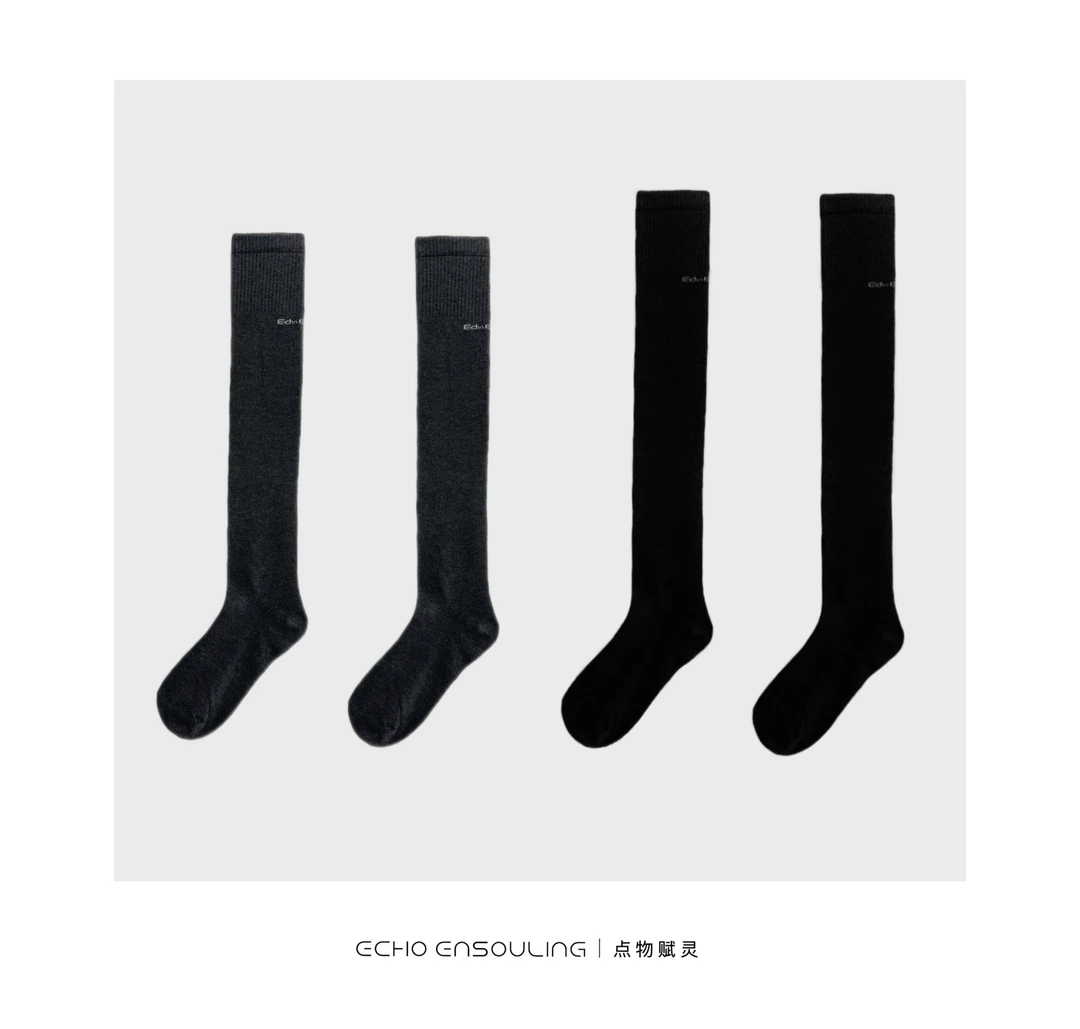 ECHO ENSOULING/点物赋灵E89004小腿袜和大腿袜百搭透气羊毛袜