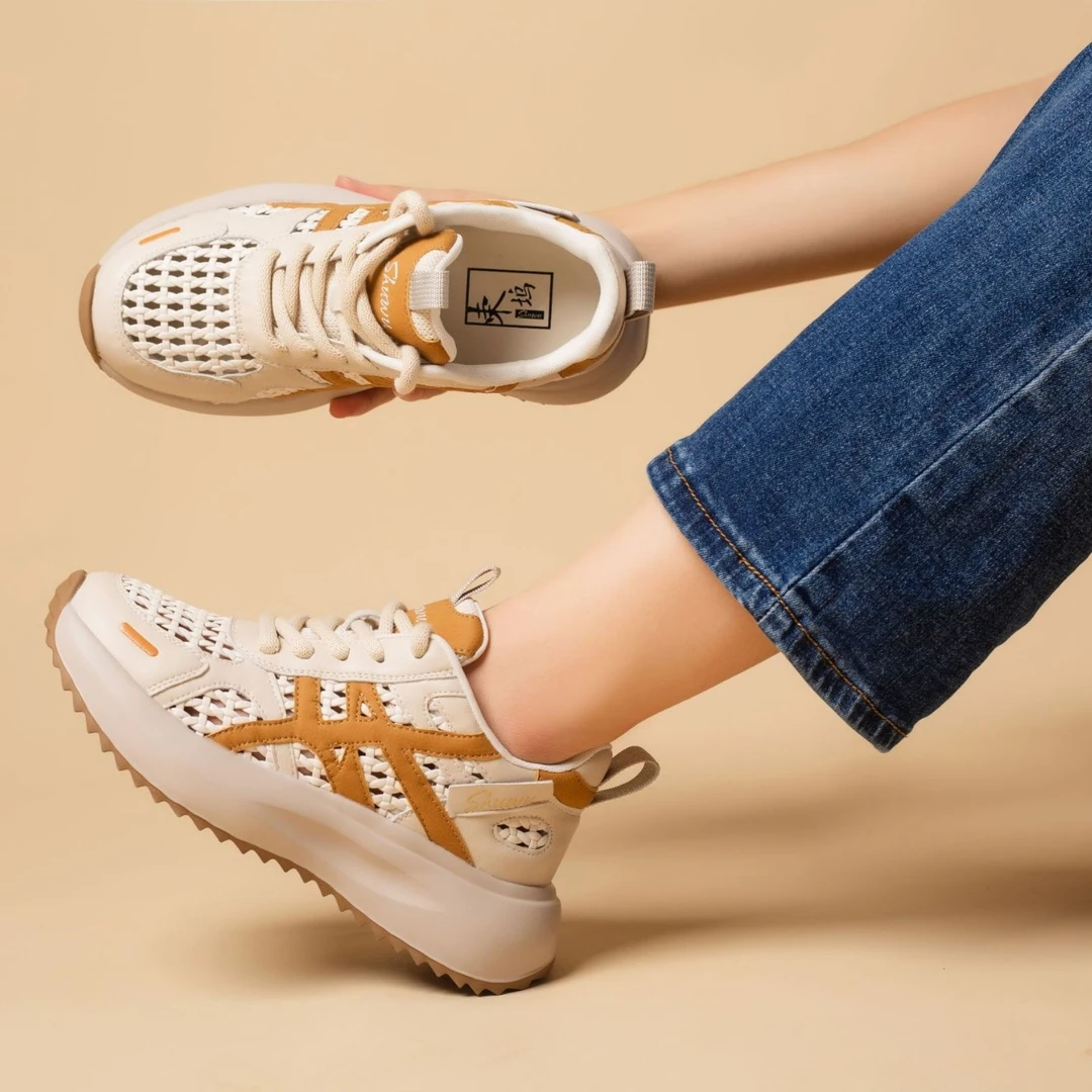 SHUWU-2025新款外穿百搭女鞋运动凉鞋夏季镂空编织透气老爹鞋