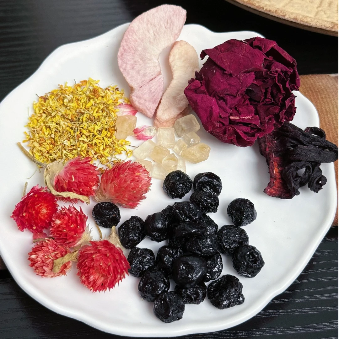花果茶玫瑰花茶小吊梨汤红莓蜜桃桂花饮