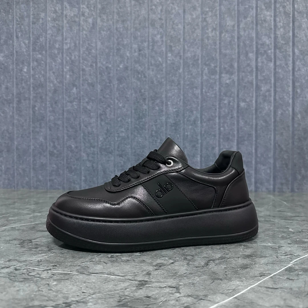 S63黑-头层牛皮男士休闲板鞋