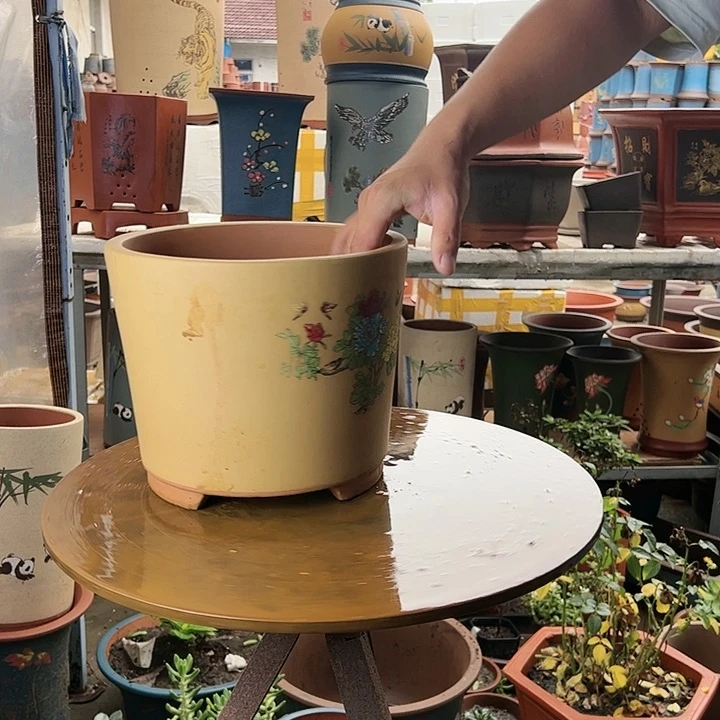 宜兴紫砂花开富贵特大号