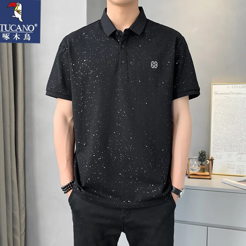 啄木鸟薄款男夏季纽扣宽松型短袖Polo衫免烫常规美式休闲基础大众