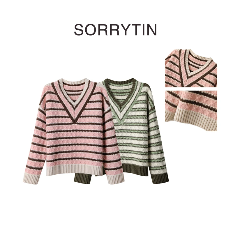 《对话极寒》SORRYTIN 柜面奢侈品3W+ L*P对条条纹超加厚羊绒毛衣